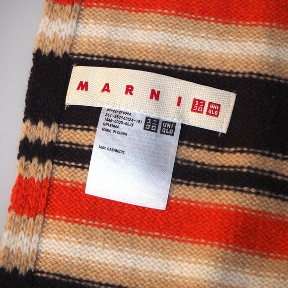🧡 Marni + Uniqlo Striped 100% Cashmere Scarf - 77 Inches - Picture 2 of 7